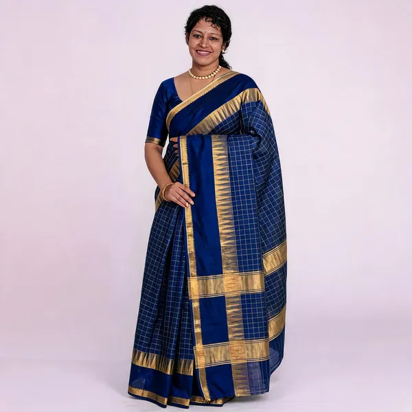 Blue_And_Golden_Premium_Kota_Silk_Saree_For_Women