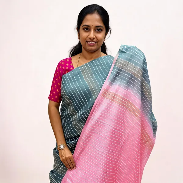 Pink_And_Grey_Premium_Kota_Silk_And_Bamboo_Silk_Saree_For_Women