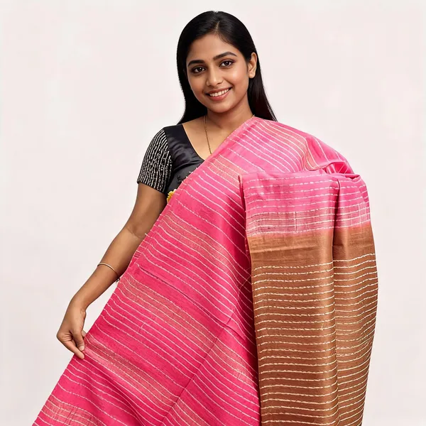 Pink_And_Brown_Premium_Kota_Silk_And_Bamboo_Silk_Saree_For_Women