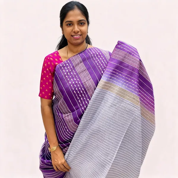 Purple_And_Silver_Premium_Kota_Silk_And_Bamboo_Silk_Saree_For_Women