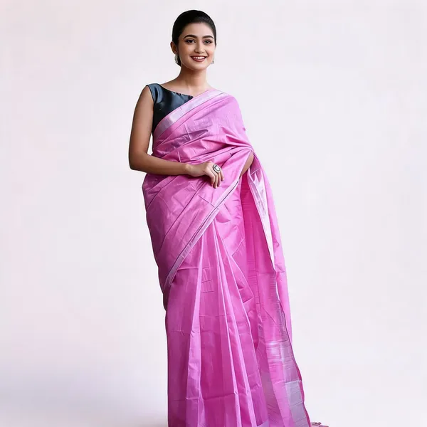 Black_And_Pink_Premium_Cotton_Linen_Saree_For_Women