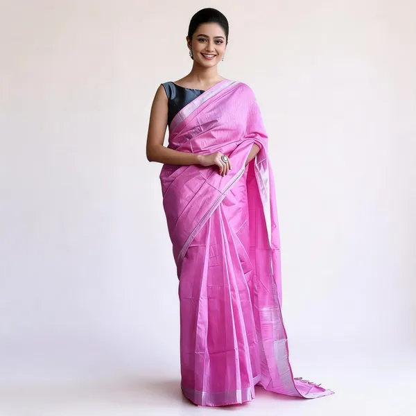 Black_And_Pink_Premium_Cotton_Linen_Saree_For_Women
