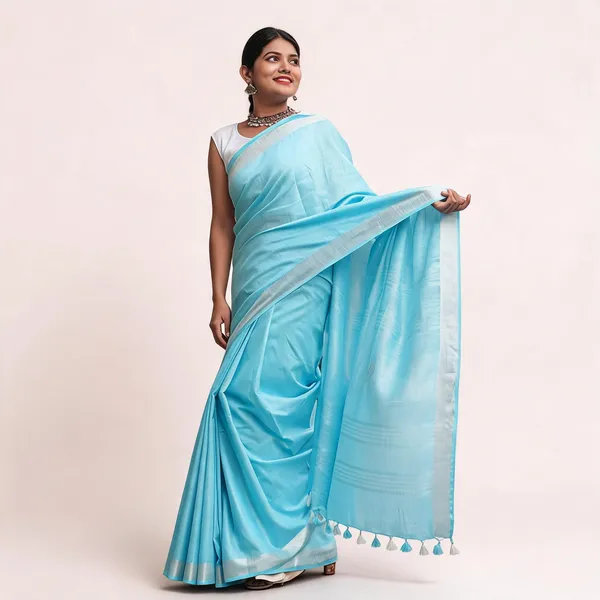 Sky_Blue_Premium_Cotton_Linen_Saree_For_Women