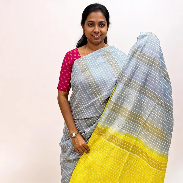 Yellow_And_Grey_Premium_Kota_Silk_And_Bamboo_Silk_Saree_For_Women