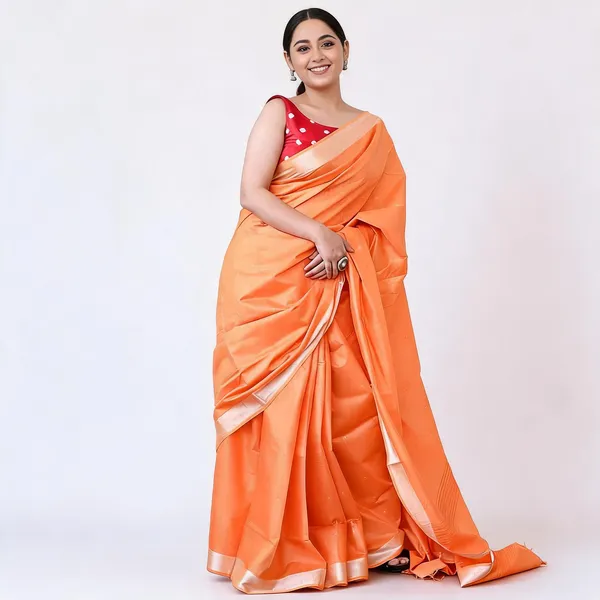 Red_And_Orange_Premium_Cotton_Linen_Saree_For_Women