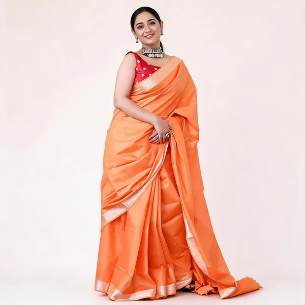 Red_And_Orange_Premium_Cotton_Linen_Saree_For_Women