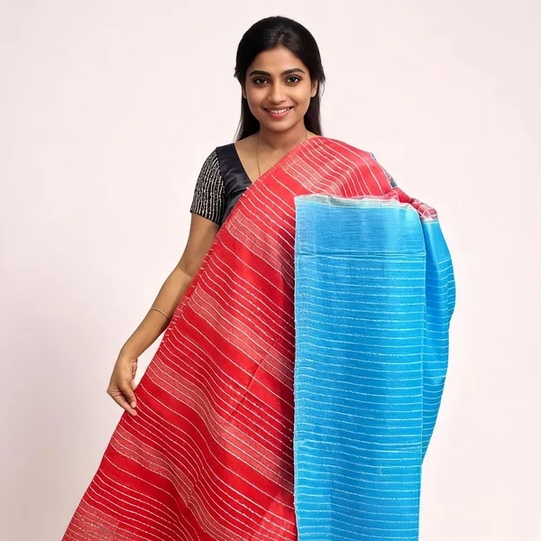 Red_And_Blue_Premium_Bamboo_Silk_Saree_For_Women