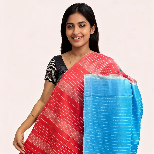 Red_And_Blue_Premium_Bamboo_Silk_Saree_For_Women