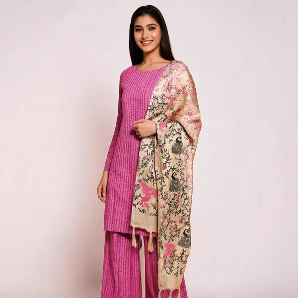 Pink_Premium_Cotton_Dupion_Unstitched_Suit_Set_For_Women