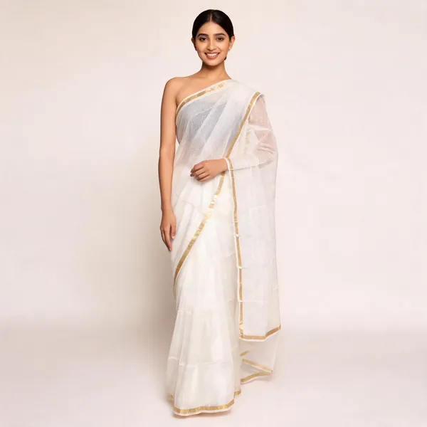 White_And_Golden_Premium_Kota_Doria_Silk_Saree_For_Women
