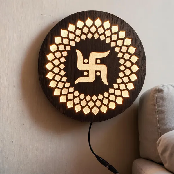 Black_Wooden_Devotional_Swastik_Floral_Carved_Led_Wall_Light