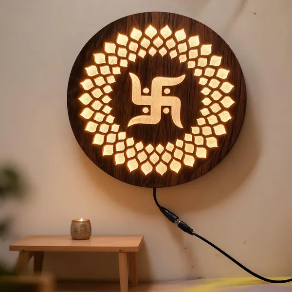 Black_Wooden_Devotional_Swastik_Floral_Carved_Led_Wall_Light