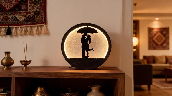 Black_Wooden_Romantic_Couple_Umbrella_Silhouette_Round_Led_Wall_Lamp