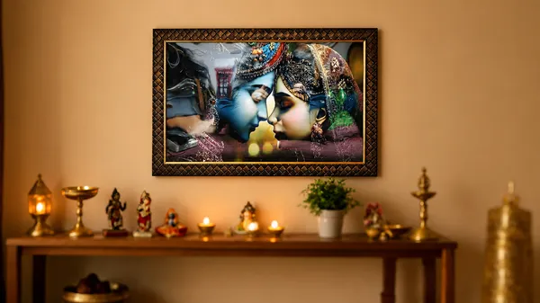Multicolor_Mdf_Pvc_Devotional_Radha_Krishna_Bronze_Border_Led_Wall_Art_Frame