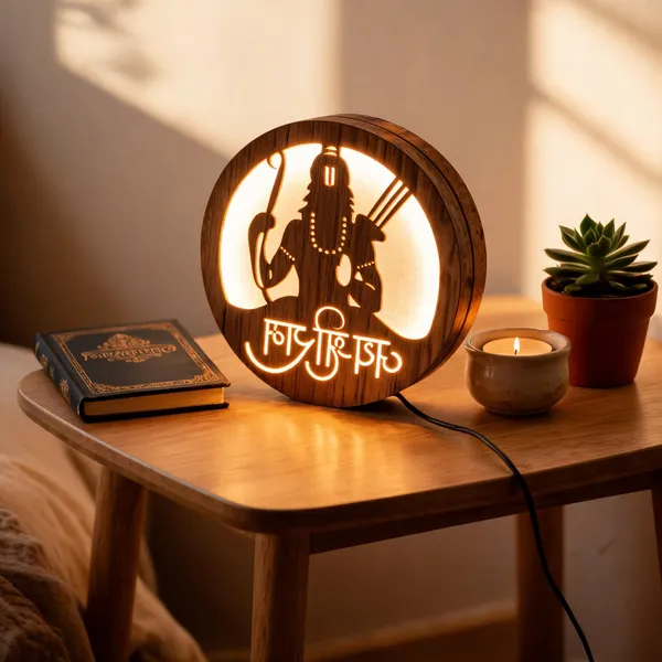 Black_Wooden_Devotional_Lord_Ram_Bow_Silhouette_Led_Wall_Lamp