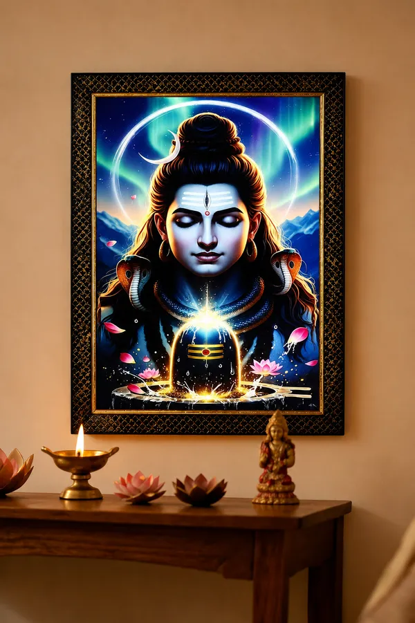 Multicolor_Mdf_Pvc_Devotional_Lord_Shiva_Meditative_Led_Backlit_Wall_Painting