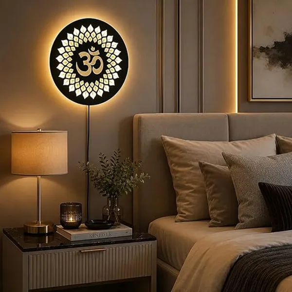 Black_Wooden_Devotional_Om_Symbol_Lotus_Carved_Led_Wall_Lamp