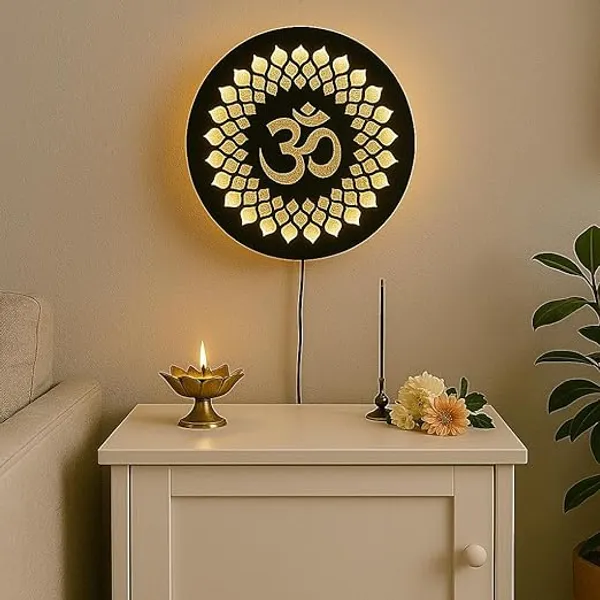 Black_Wooden_Devotional_Om_Symbol_Lotus_Carved_Led_Wall_Lamp