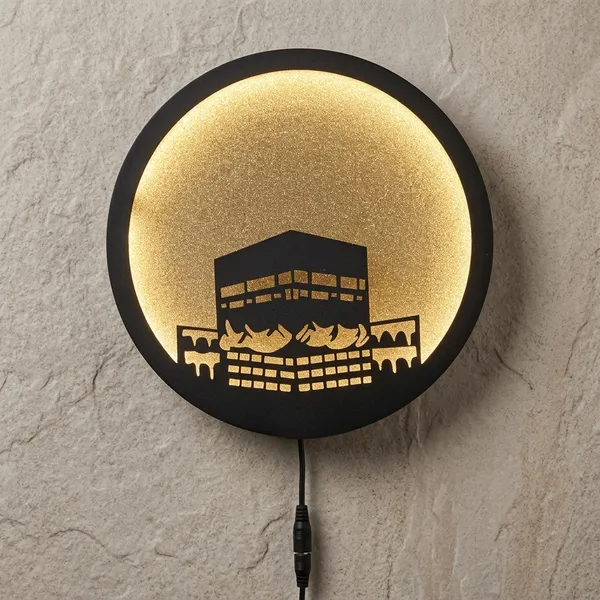 Black_Wooden_Devotional_Kaaba_Silhouette_Round_Led_Wall_Lamp