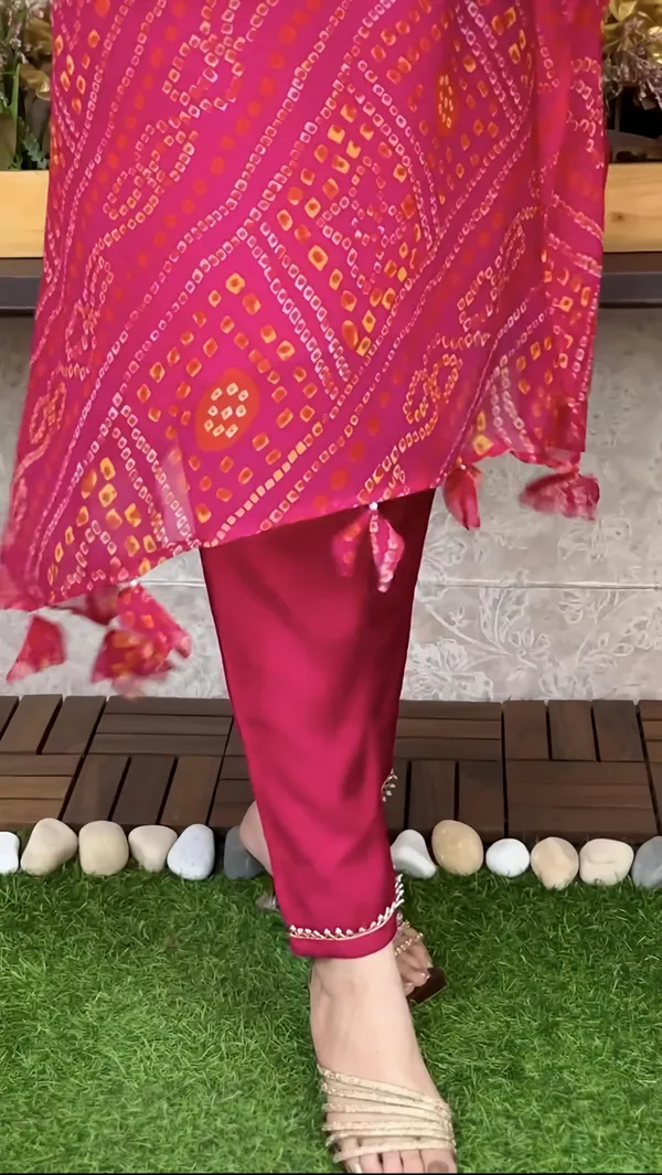 Export_Chinnon_Premium_Bhandej_Hand_Work_Kaftan_Pattern_Kurti_With_Premium_Pant_At_Manufacturing_Rate_Wacd126_01_Pink