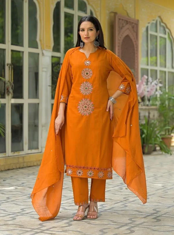 Pink_Embroidered_Kurta_Set_With_Dupatta_Swdh01_Bright_Orange