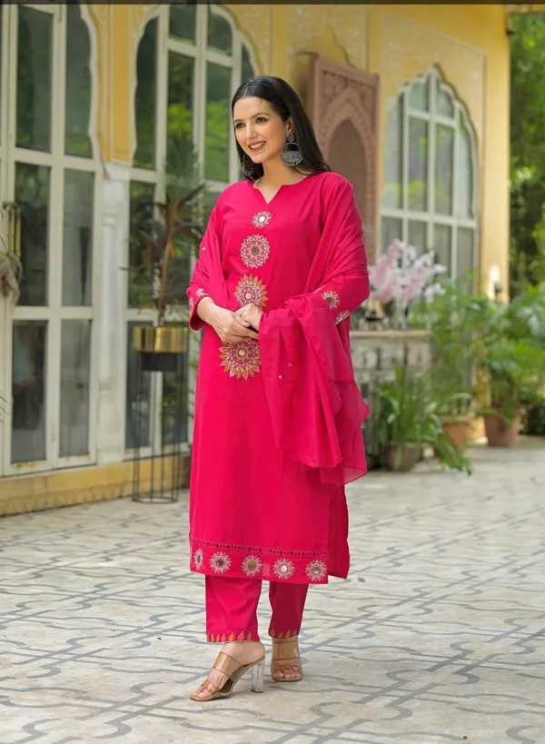 Pink_Embroidered_Kurta_Set_With_Dupatta_Swdh01_Bright_Orange
