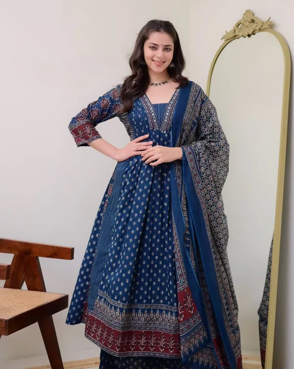 New_Stylish_And_Affordable_Beautiful_Look_Straight_Set_With_Beautiful_Print_And_Fabric_Pure_Cotton_Swsk06_Navy_Blue