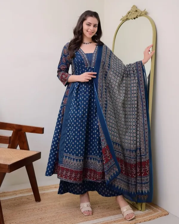 New_Stylish_And_Affordable_Beautiful_Look_Straight_Set_With_Beautiful_Print_And_Fabric_Pure_Cotton_Swsk06_Navy_Blue