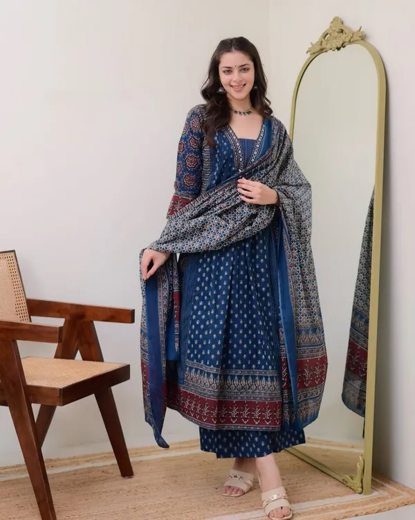 New_Stylish_And_Affordable_Beautiful_Look_Straight_Set_With_Beautiful_Print_And_Fabric_Pure_Cotton_Swsk06_Navy_Blue