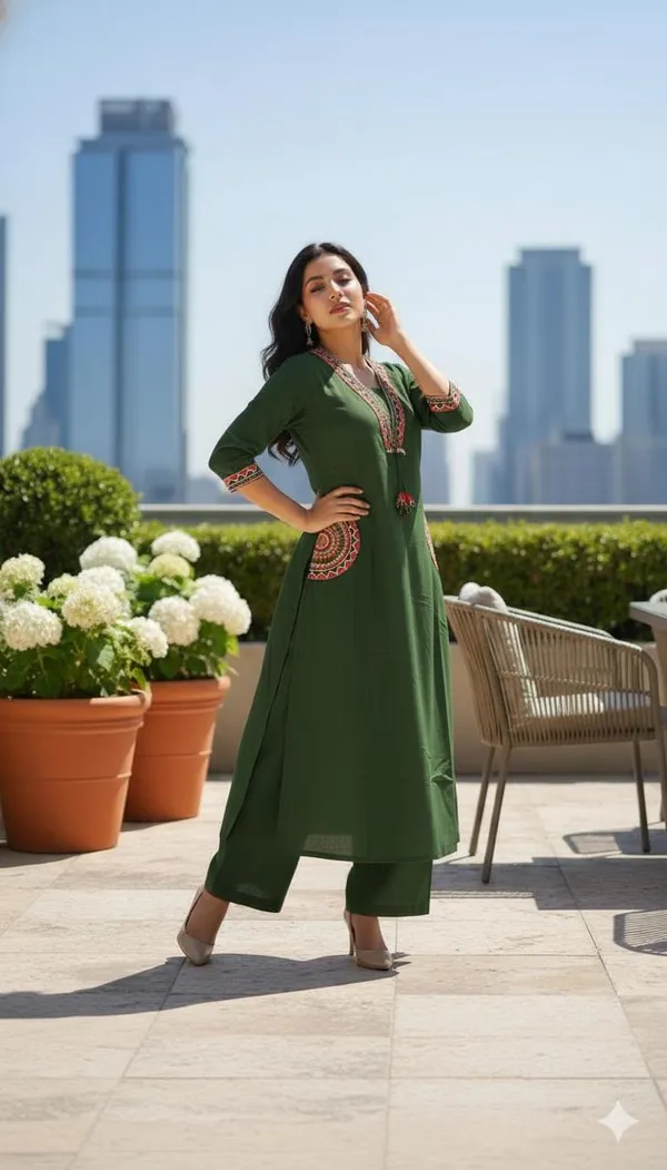 Fine_Cotton_Flex_Fabric_Beautiful_Embroidery_On_Neck_Sleeves_Pocket_Kurti_With_Plazo_With_Cotton_Cotton_Flex_Swsk03_Rust_Orange