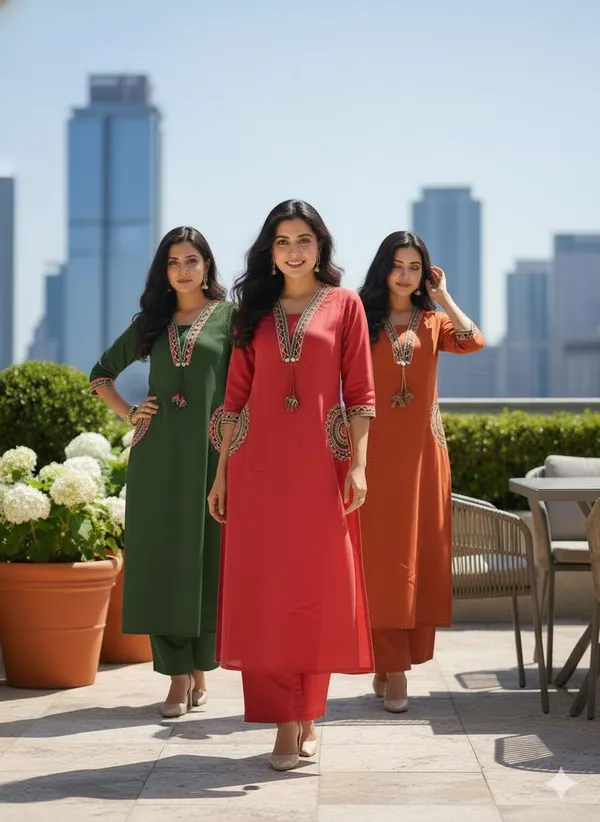 Fine_Cotton_Flex_Fabric_Beautiful_Embroidery_On_Neck_Sleeves_Pocket_Kurti_With_Plazo_With_Cotton_Cotton_Flex_Swsk03_Green