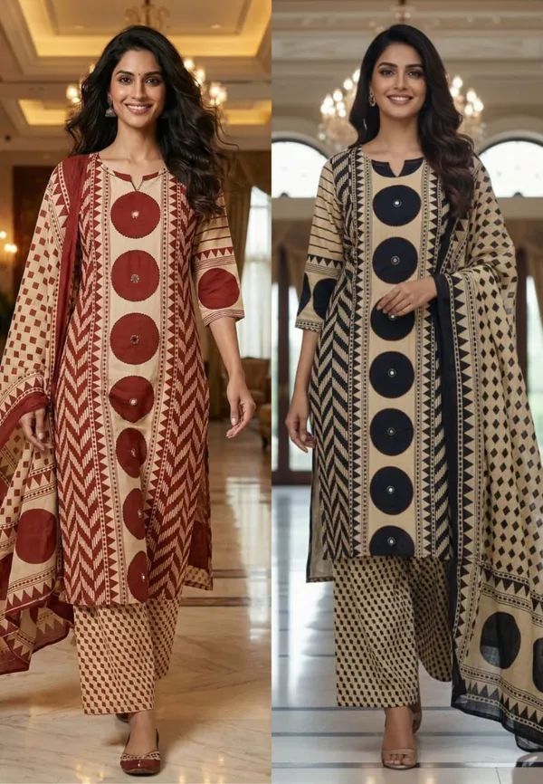 New_In_Ajrakh_Cotton_Suit_Set_Crafted_In_100_Pure_Cotton_Rd01_Mehroon
