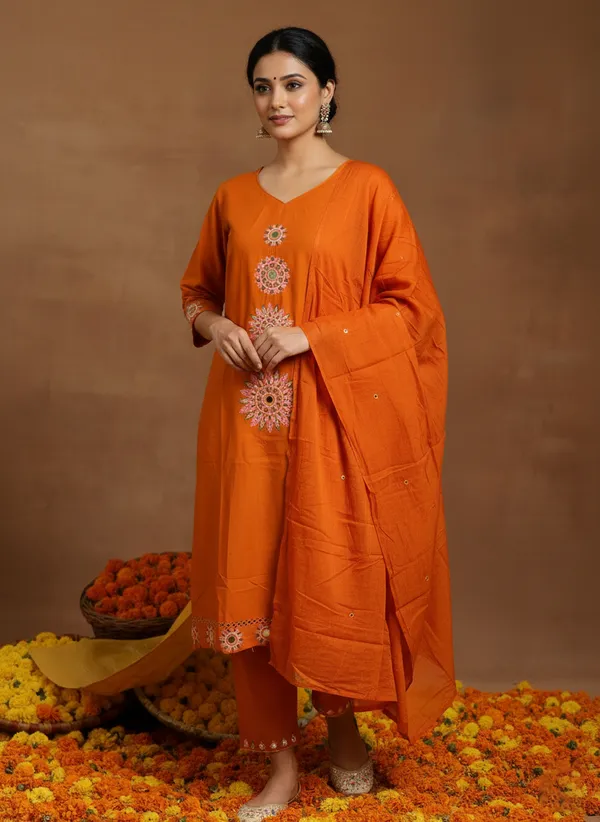 Orange_Embroidered_Kurta_Set_With_Matching_Dupatta_For_Women_Swdh12
