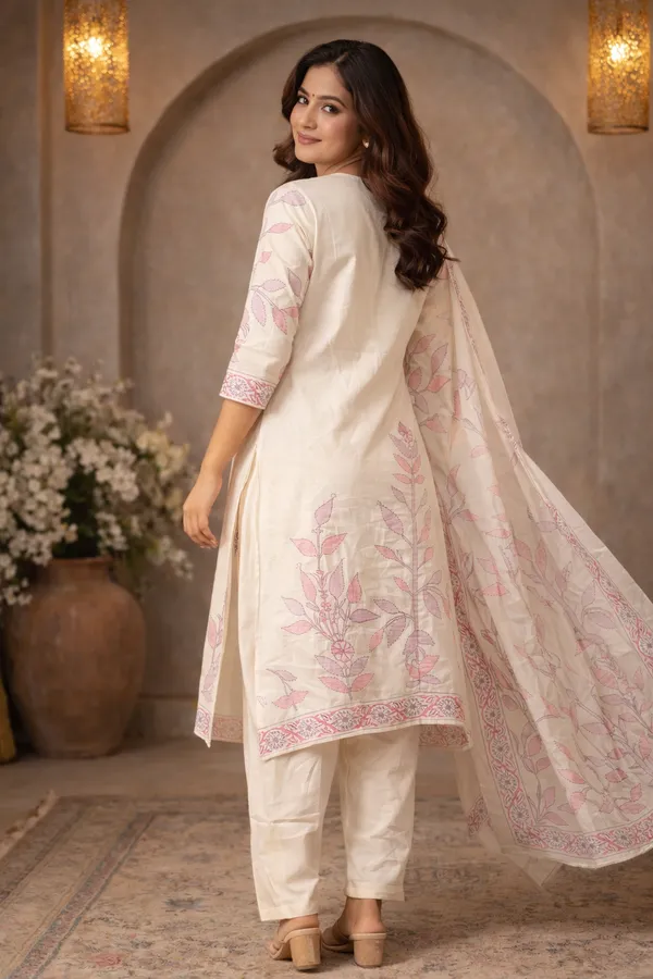 Ivory_Floral_Printed_Kurta_Set_With_Matching_Dupatta_For_Women_Swdh14