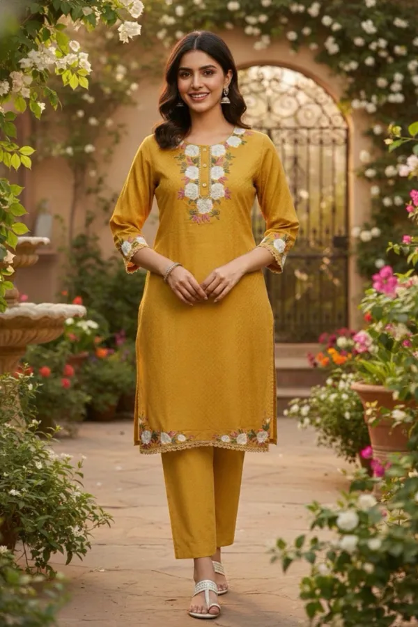 Mustard_Yellow_Floral_Embroidered_Kurta_Set_Swdh21