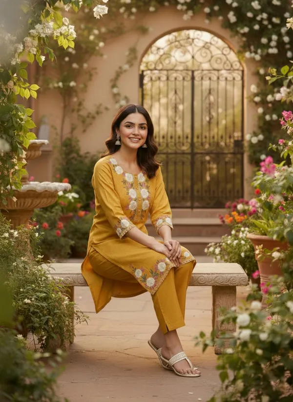 Mustard_Yellow_Floral_Embroidered_Kurta_Set_Swdh21