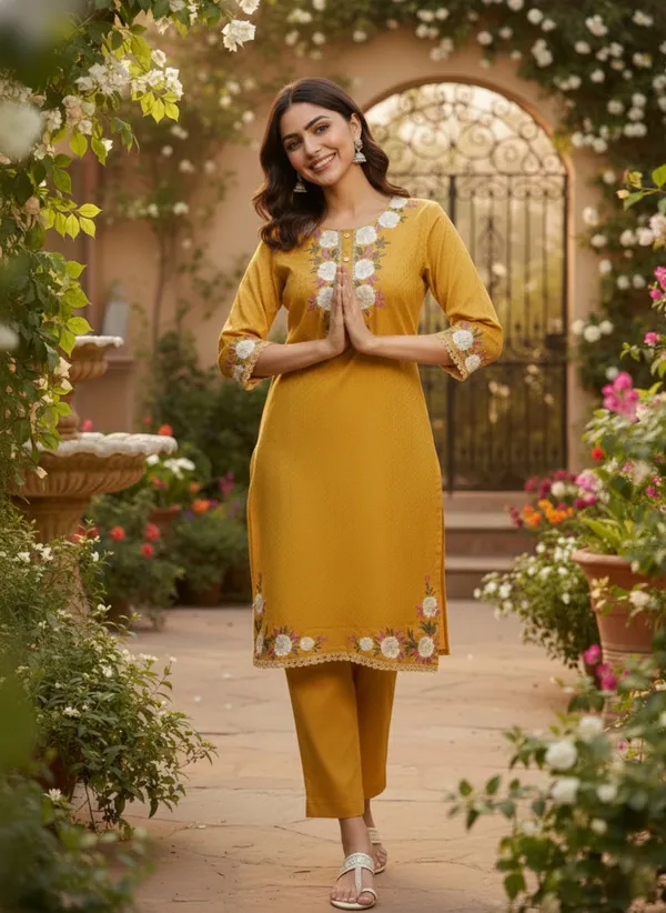 Mustard_Yellow_Floral_Embroidered_Kurta_Set_Swdh21