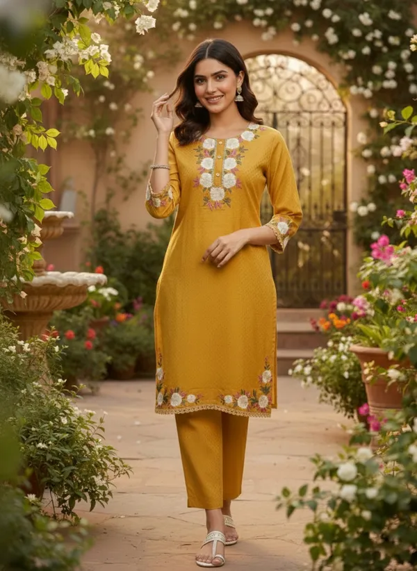 Mustard_Yellow_Floral_Embroidered_Kurta_Set_Swdh21