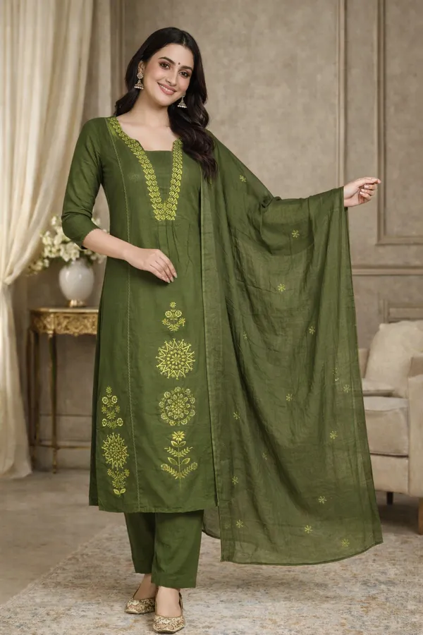 Olive_Green_Embroidered_Kurta_Set_With_Dupatta_Swdh22