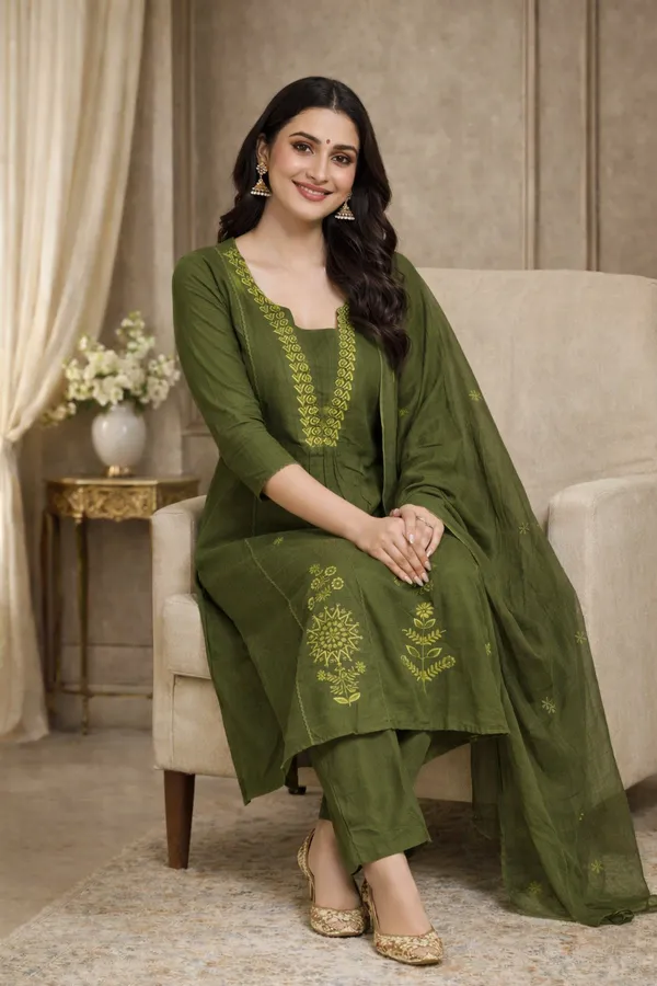 Olive_Green_Embroidered_Kurta_Set_With_Dupatta_Swdh22