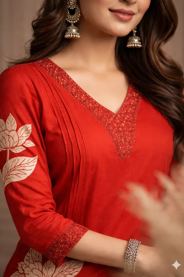 Rust_Orange_Floral_Printed_Kurta_Palazzo_Set_With_Dupatta_Swdh26