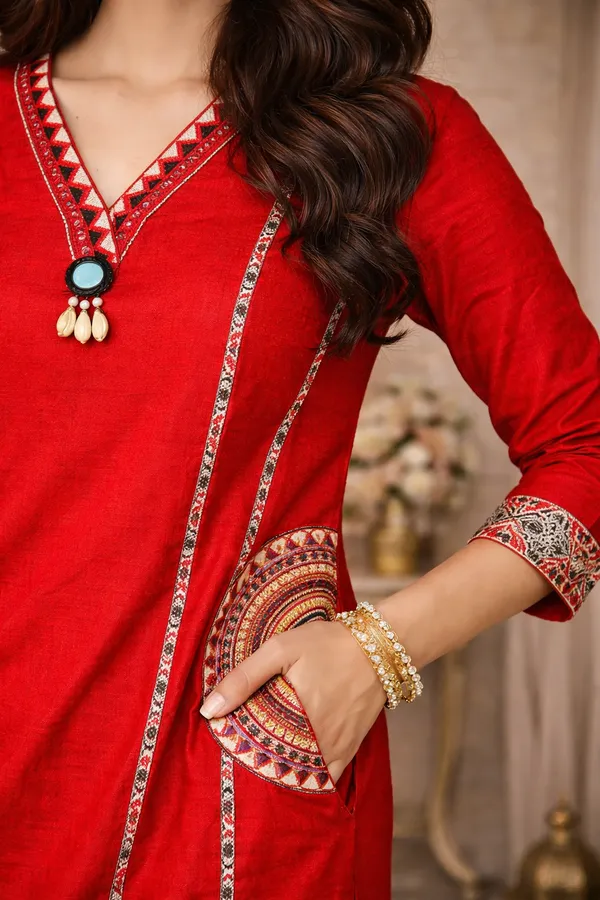 Red_Printed_Embellished_Kurta_Set_For_Women_Swdh30