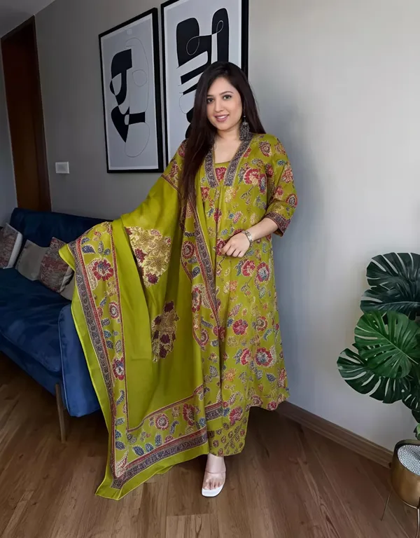 Stylish_Olive_Green_Floral_Kurta_Dupatta_Set_For_Festive_And_Daily_Wear_Swsk37_Olive_Green