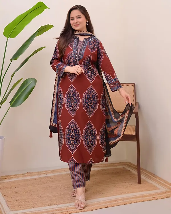 Traditional_Printed_Kurta_Set_For_Women_With_Designer_Dupatta_Swsk38_Mehroon