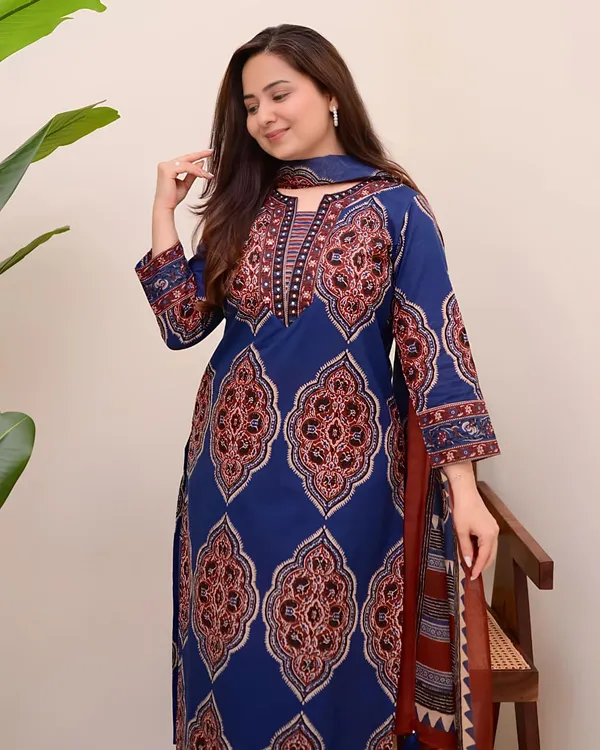 Traditional_Printed_Kurta_Set_For_Women_With_Designer_Dupatta_Swsk38_Teal_Blue