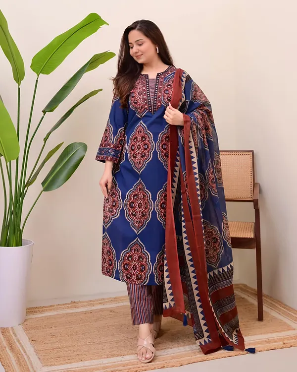 Traditional_Printed_Kurta_Set_For_Women_With_Designer_Dupatta_Swsk38_Teal_Blue