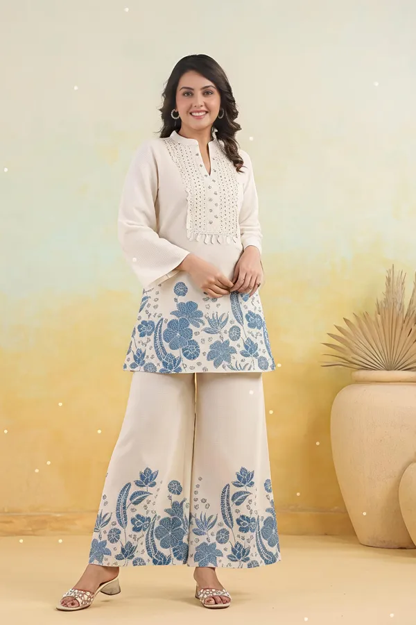 Elegant_Off_White_Printed_Kurta_Set_With_Wide_Leg_Palazzo_Swsk48