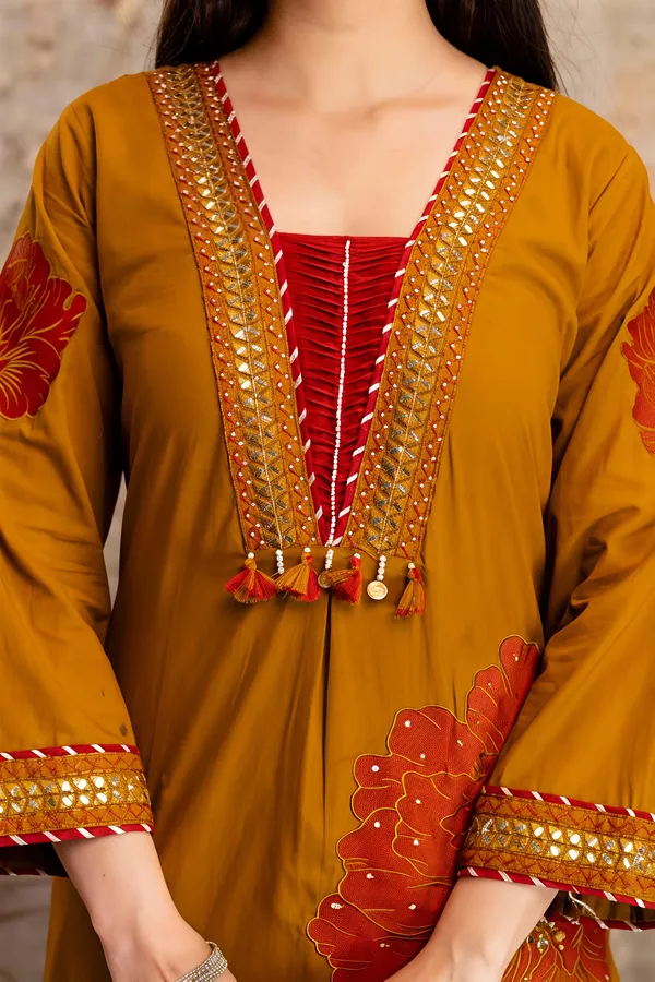 Mustard_Yellow_Floral_Printed_Kurta_Palazzo_Set_With_Dupatta_Rd32