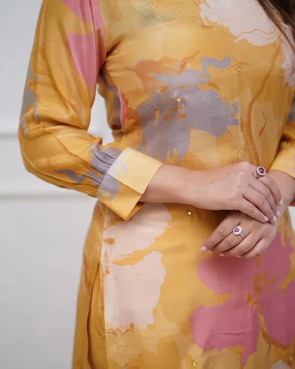 Enjoy_New_Floral_Kurta_Pant_Set_With_Amazing_Lace_Work_Rd03_Yellow