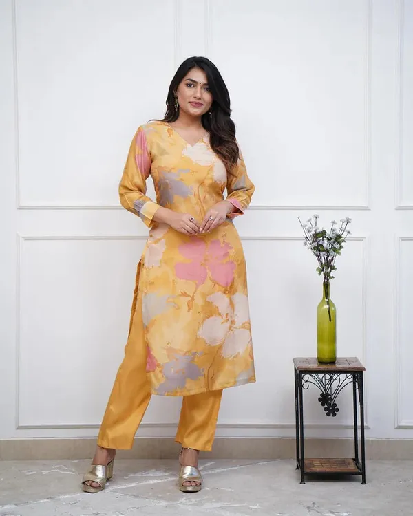 Enjoy_New_Floral_Kurta_Pant_Set_With_Amazing_Lace_Work_Rd03_Yellow